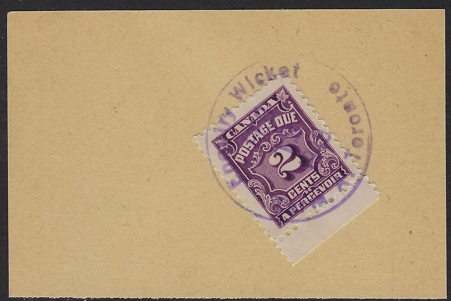 J16 2c Postage Due on Piece