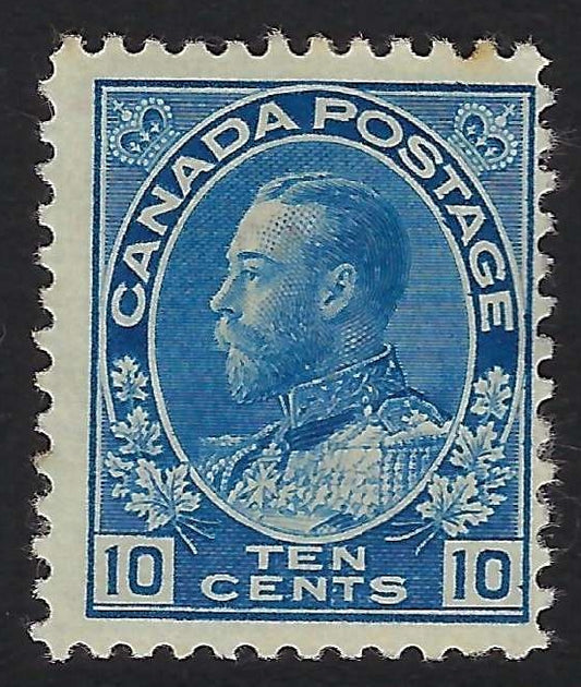 Canada 117 - Mint 10¢ KGV Admiral Blue WET PRINTING F-H