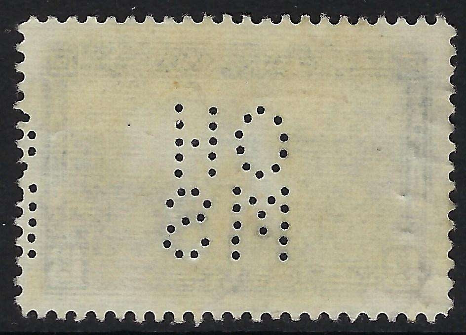 Back of O8-242-1 OHMS 5-hole perfin 13c Halifax Harbour - Halifax Canada