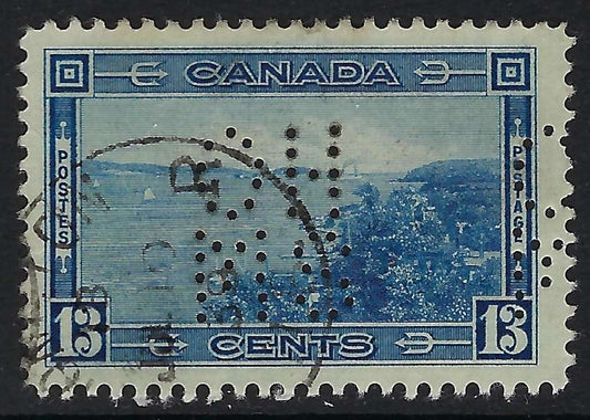 Canada O8-242 - Used 13¢ Halifax Harbour official 5-hole OHMS perfin VF-CDS Moncton
