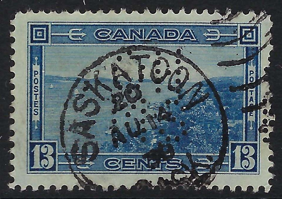 Canada O8-242 - Used 13¢ Halifax Harbour official 5-hole OHMS perfin VF-CDS Saskatoon