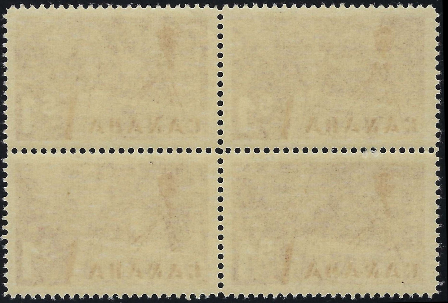 Back of Canada 411 block of 4 - $1 Exports