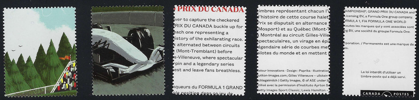 Canada 2993i - 97i Set of 5 Formula 1 Racer P Stamps Die Cut to shape VF-NH