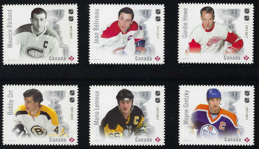 Canada 3027i - 32i Set of NHL Ultimate 6 Hockey P Stamps Die Cut to shape VF-NH