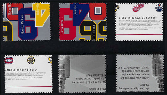 Canada 3027i - 32i Set of NHL Ultimate 6 Hockey P Stamps Die Cut to shape VF-NH