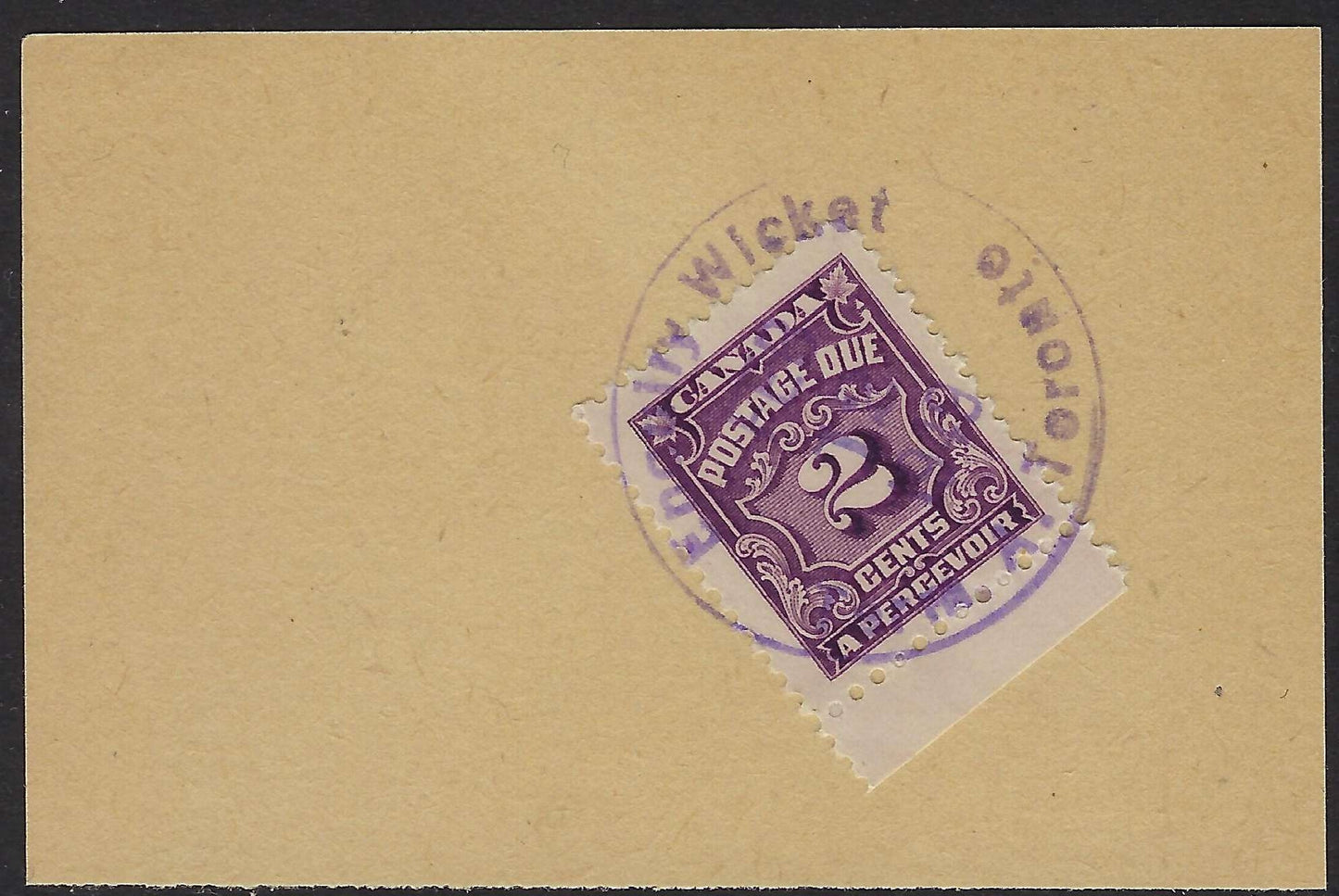 Canada J16 - 2¢ Fourth Postage Due Issue used on piece VF