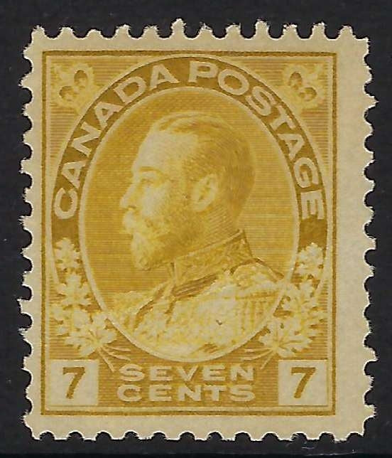 Canada 113 - Mint 7¢ KGV Admiral Yellow Ochre F-NH