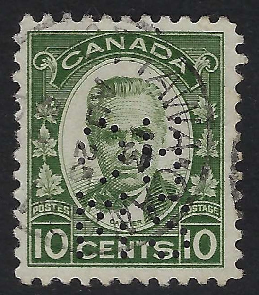 Canada O8-190 - Used 10¢ Cartier official 5-hole OHMS perfin VF-CDS Ottawa