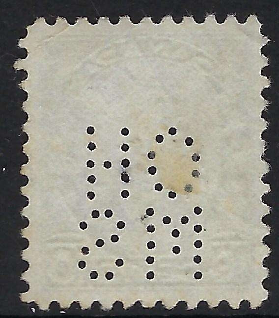 Back of O8-190-1 OHMS 5-hole perfin 10c Cartier