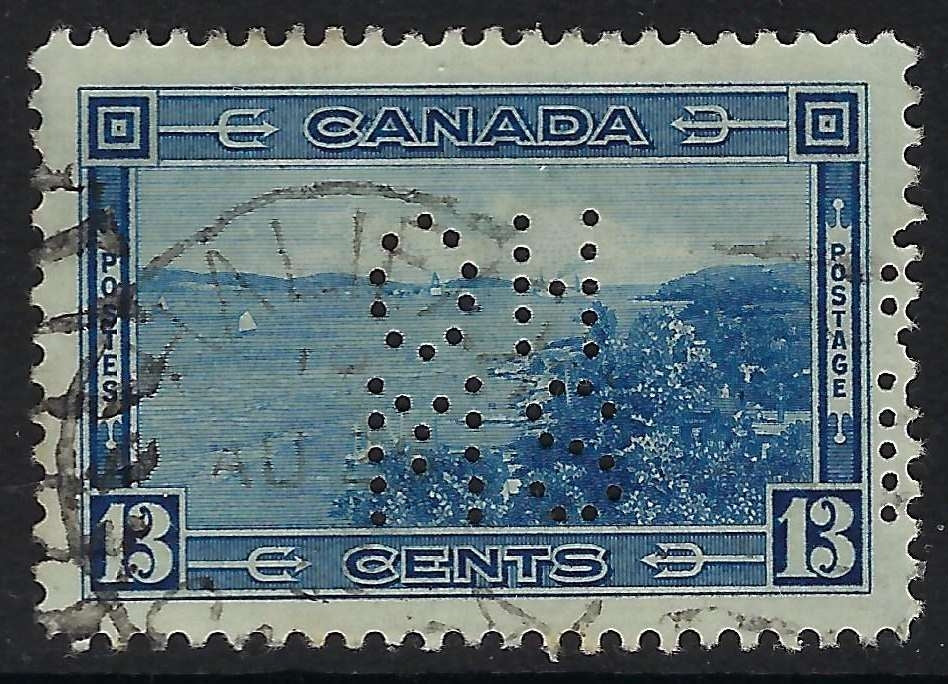 Canada O8-242 - Used 13¢ Halifax Harbour official 5-hole OHMS perfin VF-CDS Halifax