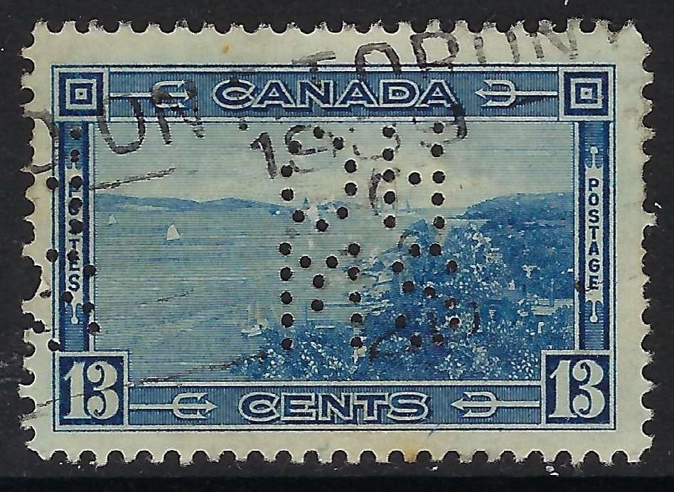 Canada O8-242 - Used 13¢ Halifax Harbour official 5-hole OHMS perfin VF-Toronto Roller