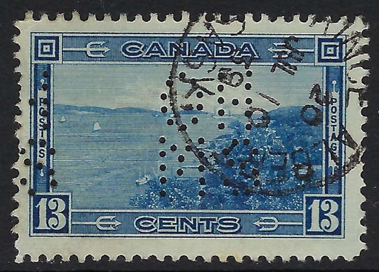 Canada O8-242 - Used 13¢ Halifax Harbour official 5-hole OHMS perfin VF-CDS Prince Albert