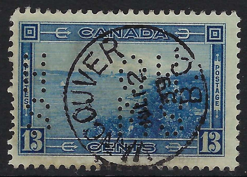 O8-242-1 OHMS 5-hole perfin 13c  Halifax Harbour - Vancouver BC
