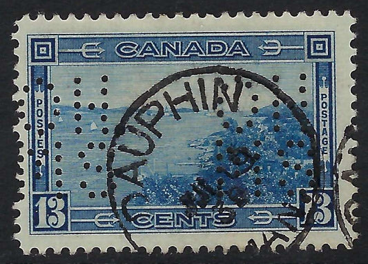 Canada O8-242 - Used 13¢ Halifax Harbour official 5-hole OHMS perfin VF-CDS Dauphin