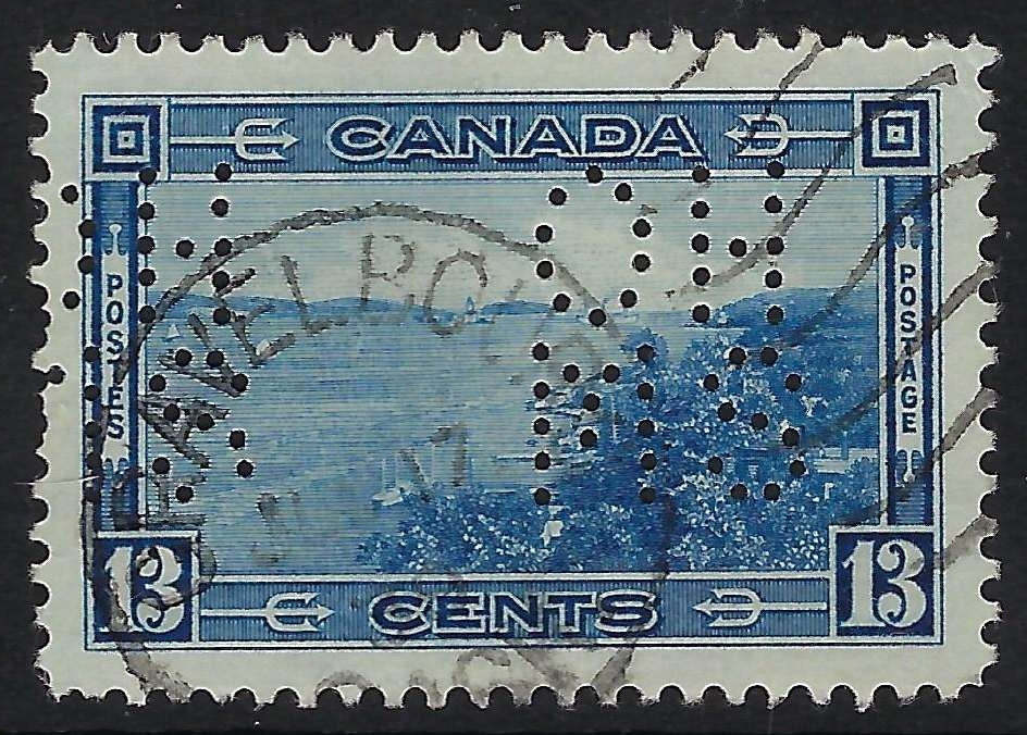 Canada O8-242 - Used 13¢ Halifax Harbour official 5-hole OHMS perfin VF-CDS Gravelbourg