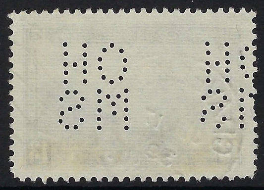 Back of O8-242-1 OHMS 5-hole perfin 13c  Halifax Harbour - Gravelbourg, SK