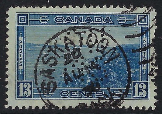 Canada O8-242 - Used 13¢ Halifax Harbour official 5-hole OHMS perfin VF-CDS Saskatoon