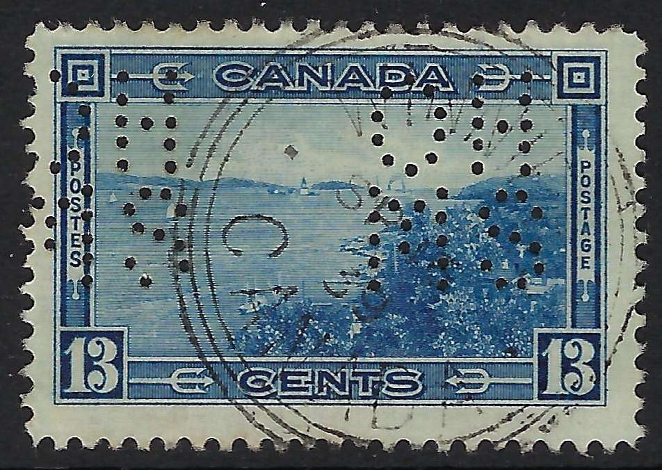 Canada O8-242 - Used 13¢ Halifax Harbour official 5-hole OHMS perfin VF-CDS Winnipeg