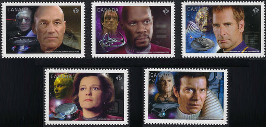 Canada 2986i - 2990i Set of 5 Star Trek Captain P Stamps Die Cut to shape VF-NH