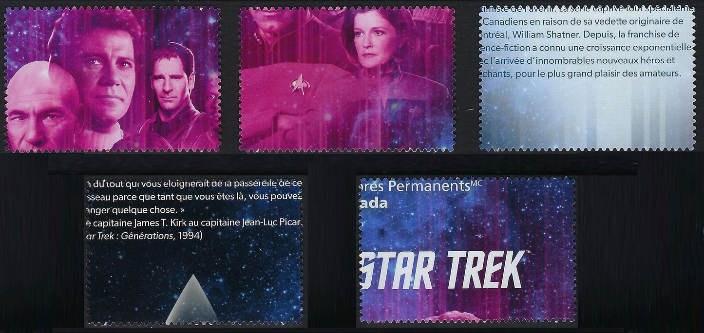 Canada 2986i - 2990i Set of 5 Star Trek Captain P Stamps Die Cut to shape VF-NH