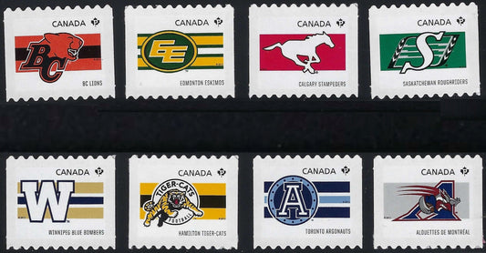 Canada 2559ii - 2566ii Set of 8 CFL Canadian Football Logo P Stamps Die Cut to shape VF-NH