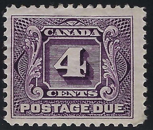 Canada J3 - Mint 4¢ First Postage Due Issue F-VF-H