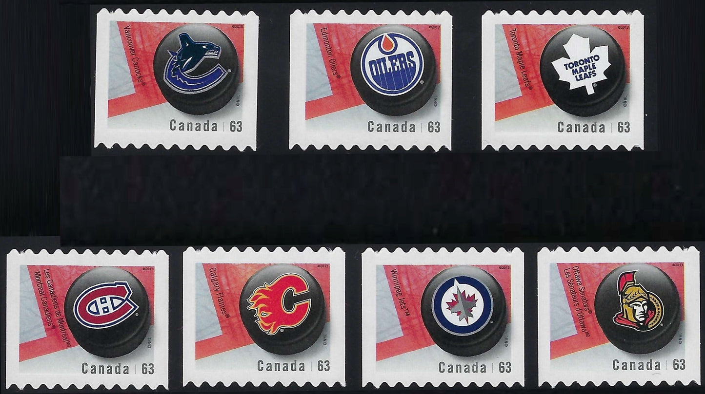 Canada 2662ii - 2668ii Set of 7 NHL Canadian Team Puck P Stamps Die Cut to shape VF-NH