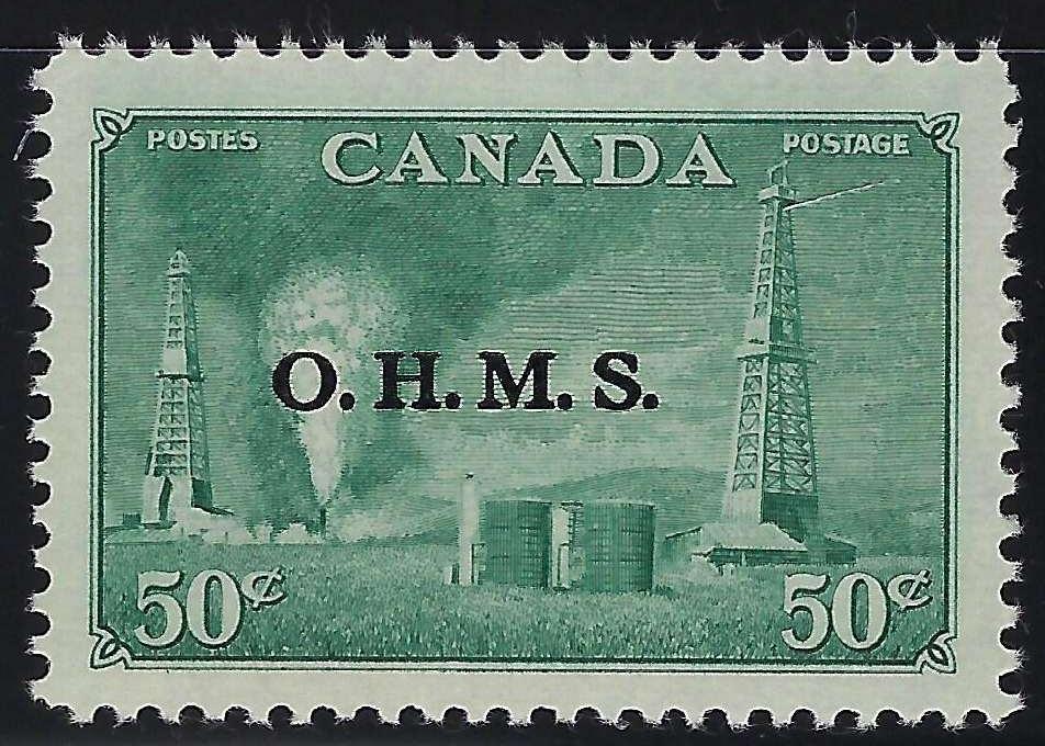 Canada O11 - Mint 50¢ Official OHMS overprint Oil Wells VF-NH