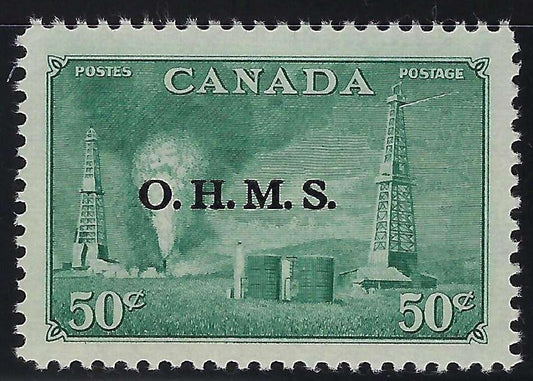 Canada O11 50c Oil Wells O.H.M.S. overprint official