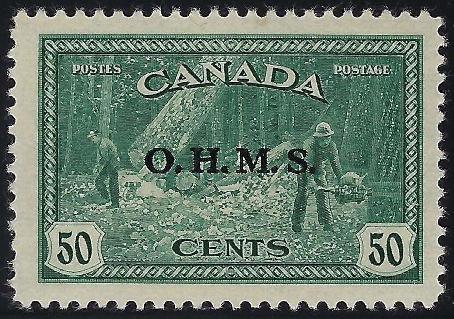 Canada O9 - Mint 50¢ Official OHMS overprint Lumbering VF-NH