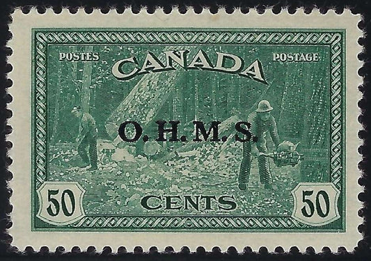 Canada O9 50c Logging O.H.M.S. overprint official