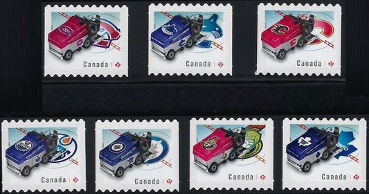Canada 2779i - 2785i Set of 7 NHL Canadian Team Zamboni P Stamps Die Cut to shape VF-NH