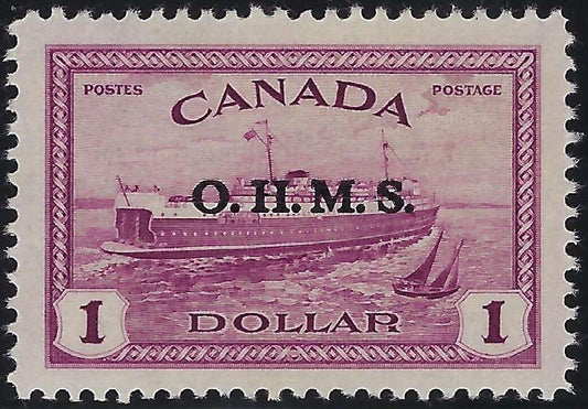 Canada O10 - Mint $1 Official OHMS overprint Train Ferry VF-NH