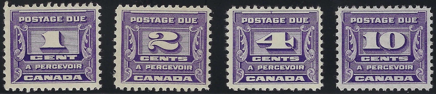 Canada J11-J14 - Mint 1¢ to 10¢ Third Postage Due Issue F-VF-LH