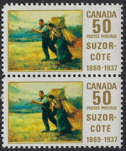 Canada 492 - 50¢ Suzor-Cote in vertical pair, VF-NH