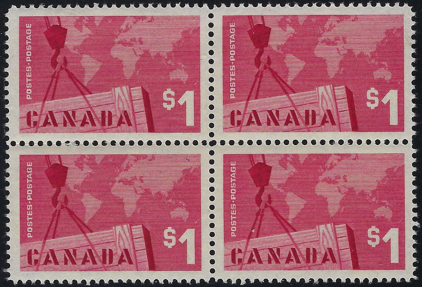 Canada 411 - 1963 $1 Canadian Exports Block, VF-NH